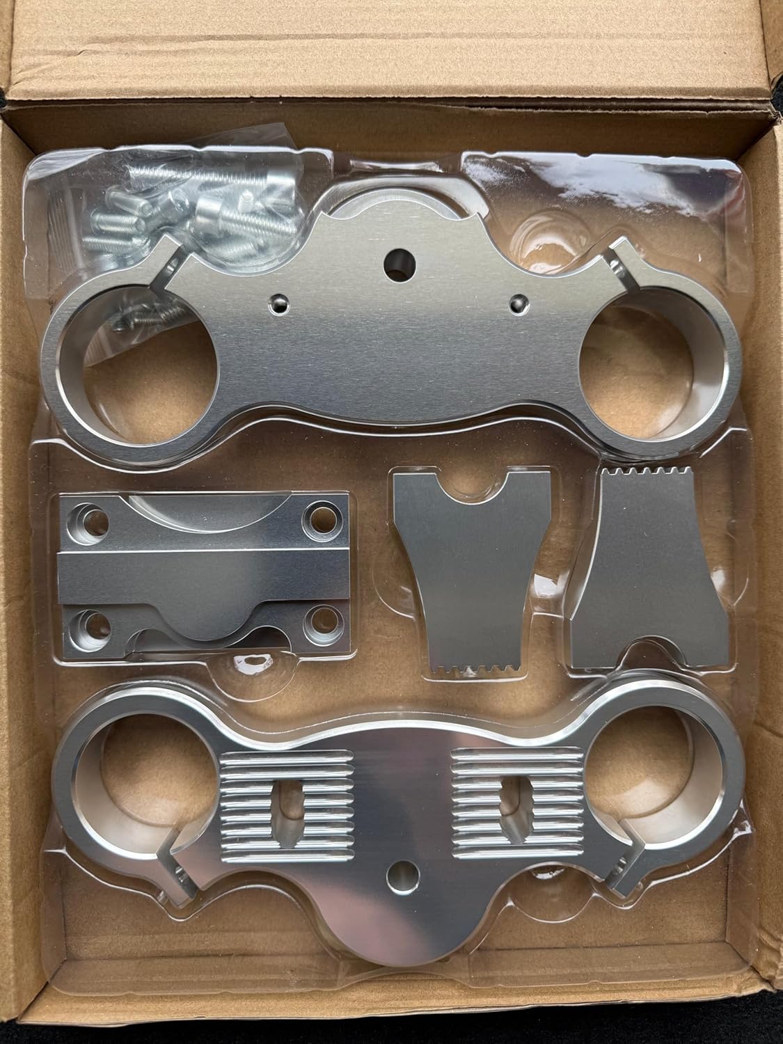 CNC Silver Triple Clamp for Modified Razor MX500 MX650 RSF650 SX500, 45/48mm, 6061 Aluminum, 10mm Stem Bolt