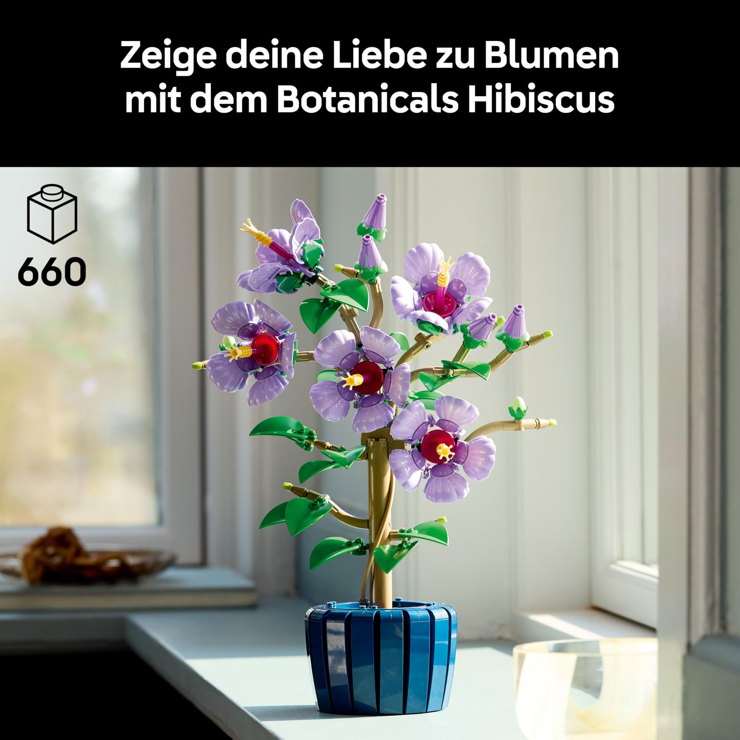 LEGO Hibiskus Blume (10372) - Blumen LEGO Botanicals, Blumenstrauß Deko (inkl. bedruckter Fliese)