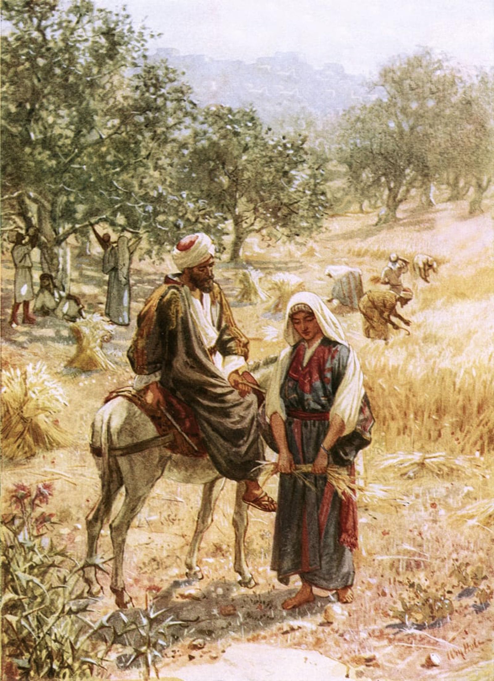ARTXLXXBN Famous Prints Artwork Pictures Poster Painting Art Boaz and Ruth by William Brassey Hole Artwork Landscape Pictures for Home Decor 60x90cm