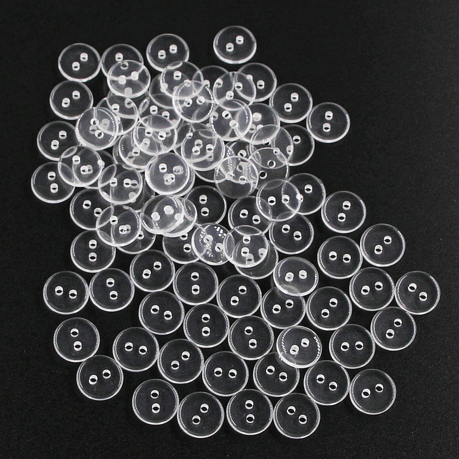 Clear Delicate Plastic Round Buttons 2 Holes,10mm Small Button Pack of 500 Pcs Leekayer