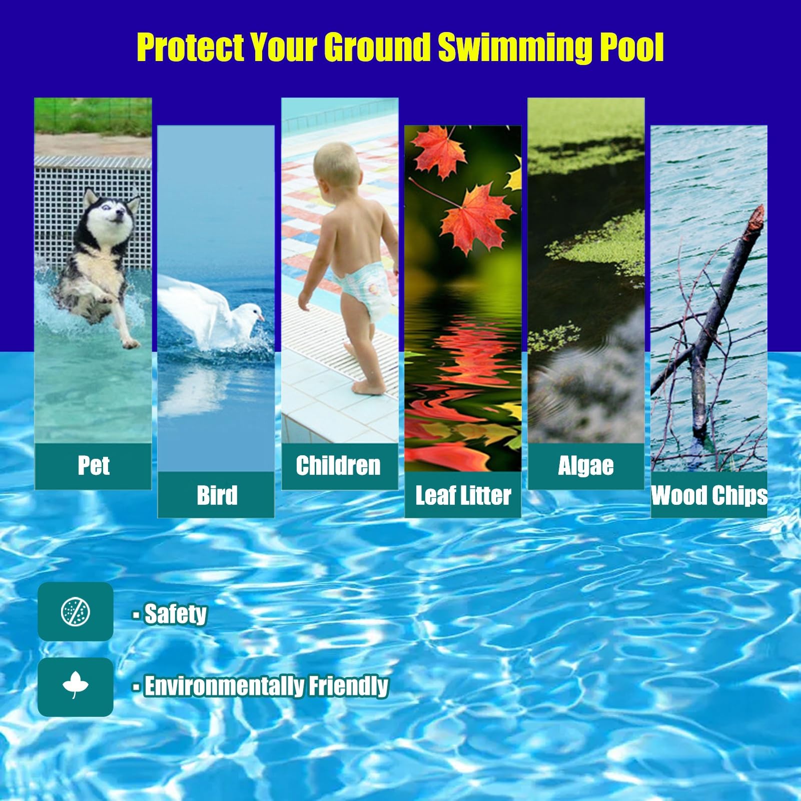Cubierta para Piscina Cubierta Azul For Piscina Enterrada, Cubierta De Malla Rectangular For Jardín Al Aire Libre, Patio Trasero, For Seguridad De Niños/mascotas, Protector Contra El Polvo De 3, 5, 6,