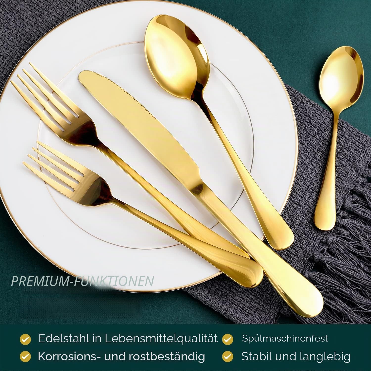 OGORI Besteck Set 6 Personen, 24 teilig Regenbogen Besteckset Hochglanzpoliert 18/10 Edelstahl Essbesteck Set mit Steakmesser, Gabel, Löffel, Teelöffel