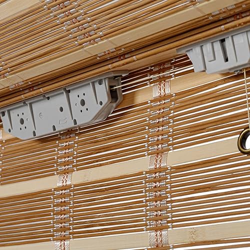 Miniatura 5 de THY COLLECTIBLES Persiana romana de bambú sin cordón, para ventana, con cenefa de 8 pulgadas (bambú claro, 44 pulgadas de ancho x 64 pulgadas de