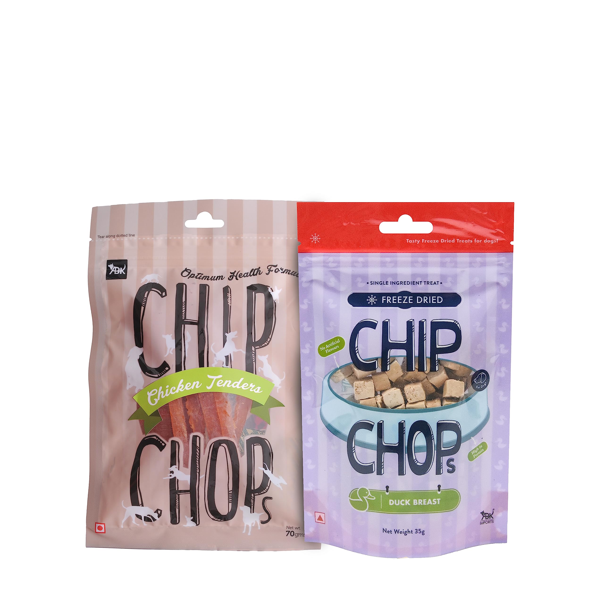 Combo of Chip Chops Chicken Tenders, 1 Pack & Chip Chops Freeze Dried Duck Breast