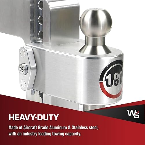 Miniatura 3 de Weigh Safe Soporte de bola de enganche de remolque ajustable, enganche de caída ajustable de 6 pulgadas para receptor de 3 pulgadas, enganche de