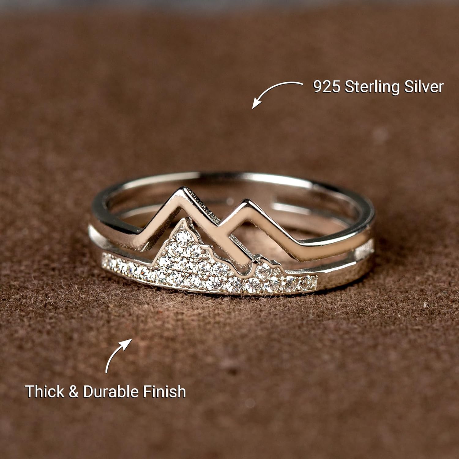 STORYJEWELLERY Mountain Ring, Western Rings for Women, 925 Sterling Silver Faith Ring, Silver Statement Rings, Christmas Gifts for Women - Image 4