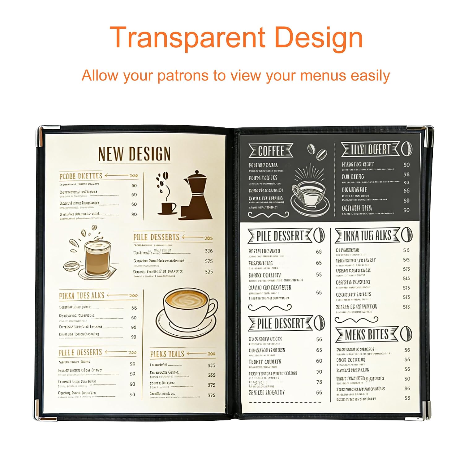 4 Pack 8.5 x 11 Menu Covers, 4 Page 8 View Transparent Restaurant Menu Covers, A4 Clear Menu Holder, Durable Menu Book for Cafe Bar Restaurant, Morning Menu Homeschool Supplies