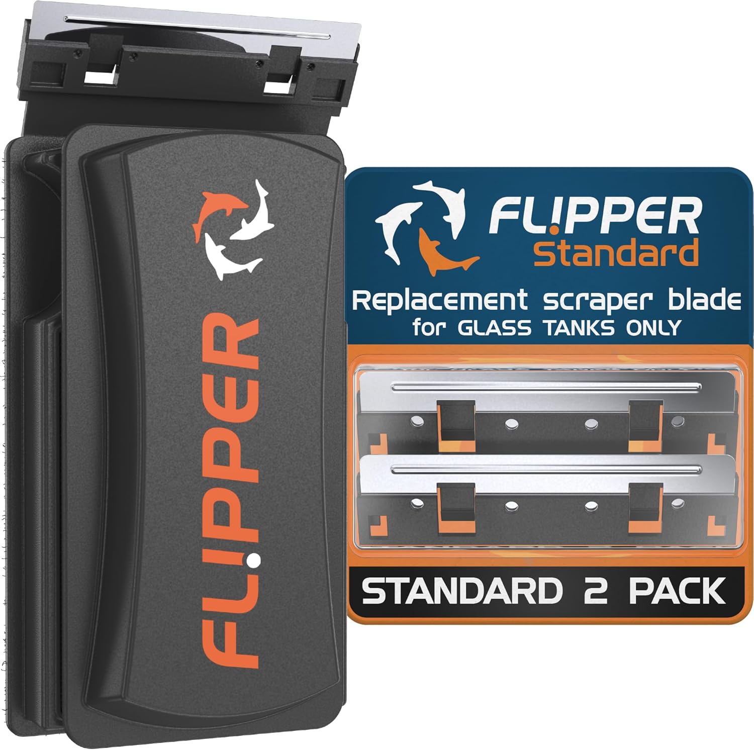 FL!PPER Flipper Cleaner - 2-in-1 Magnetic Aquarium Glass Cleaner - Fish Tank Cleaner - Scrubber & Scraper Aquarium Cleaning Tools – Fish Tank Cleaner STANDARD