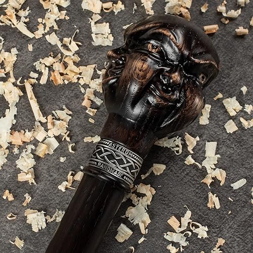 Miniatura 8 de Bastón de madera tallado único para hombres y mujeres, Buda - Elegante bastón de madera hecho a mano