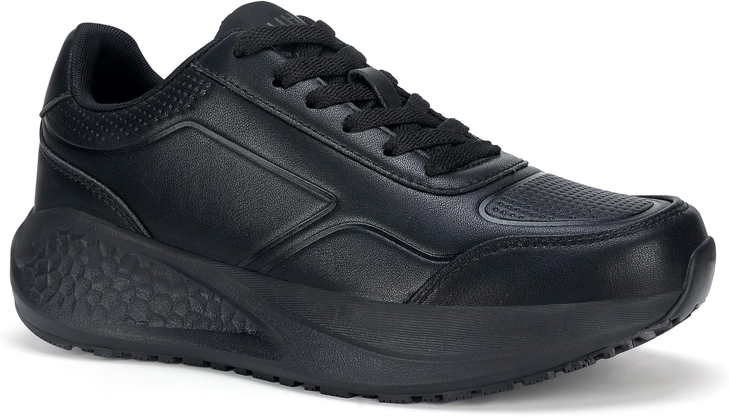 Women's Slip Resistant Work Shoes Non Slip Waterproof Walking Shoes for Restaurant Kitchen Nurse - Comfortable Memory Foam Sneakers for Waitress Chef Hospital Food Service (Black)