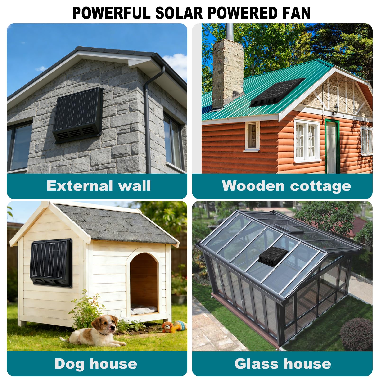 Solar Dachventilator 2500RPM High-Speed Abluftventilator mit 12V Monokristallines Solarpanel, IP67 Wasserdicht, 33.0x33.0x8.9 cm für Dachboden, Garage, Wohnmobil, Schuppen - Einfache Installation