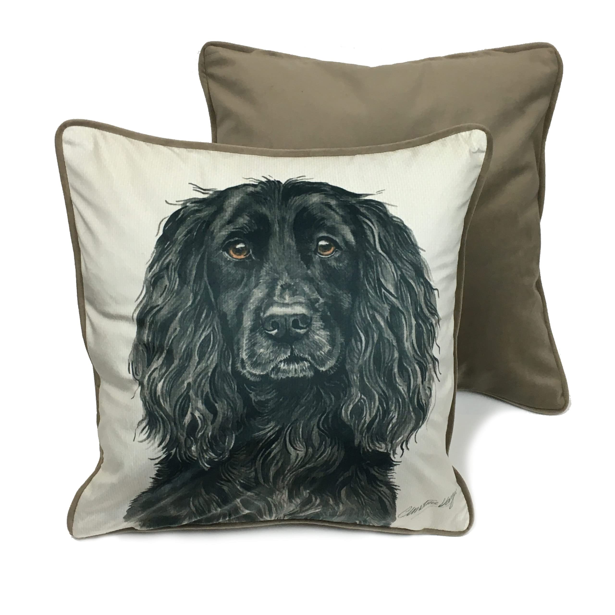 WaggyDogz Working Cocker Spaniel Luxury Dog Cushion/Pillow by Christine Varley (CUS-UK215)