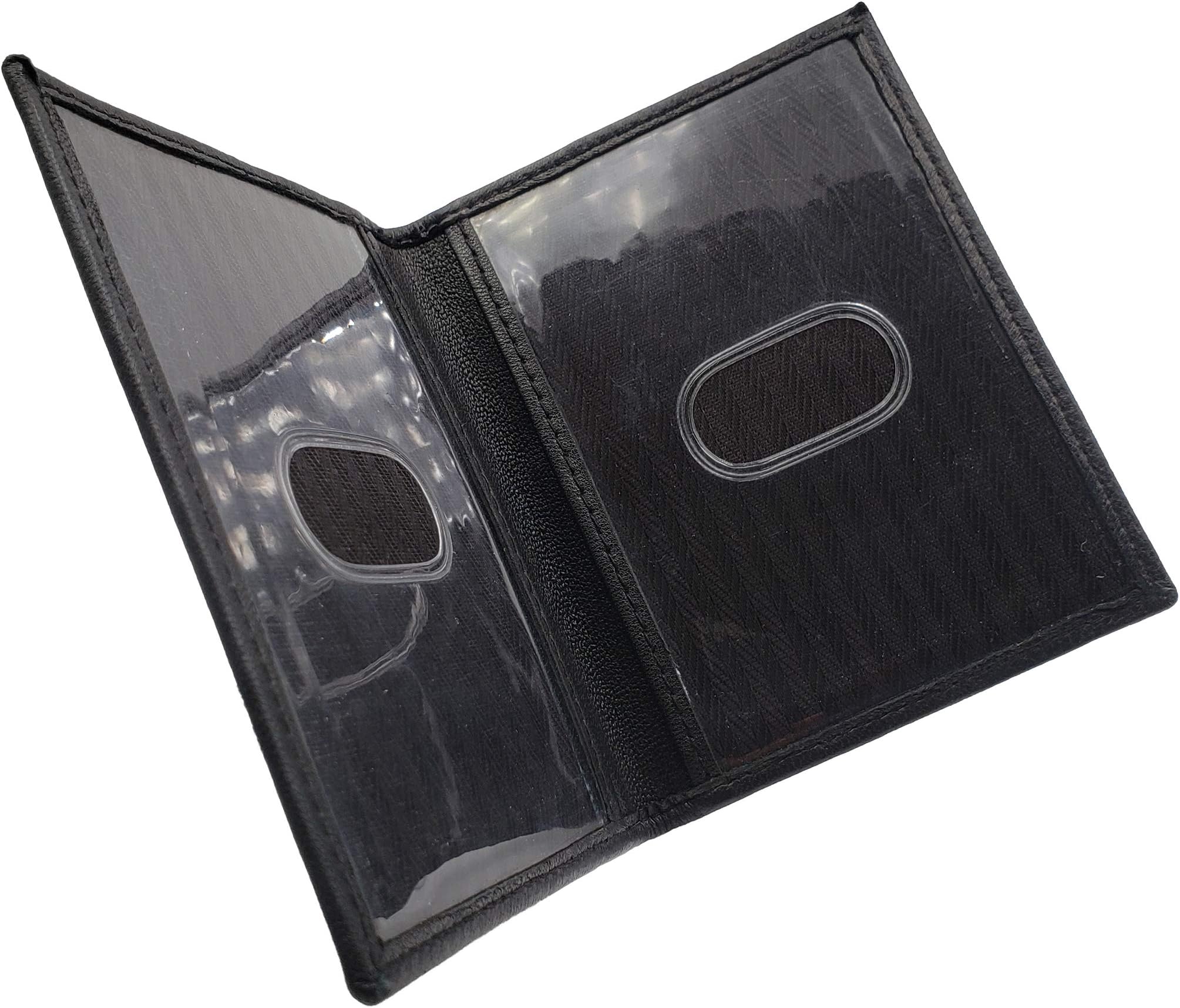 2 ID Leather Bifold License Holder (Black)