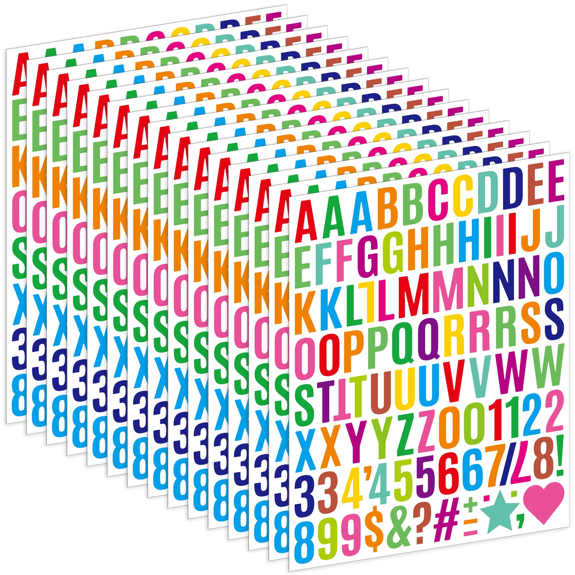 1470Pcs Letter Stickers Alphabet Stickers 15 Sheets Vinyl Small 1 Inch Mailbox Numbers Self Adhesive,Stick on Letters for Water Bottles Scrapbook Cup Craft Sign Classroom Number(Colorful,1 Inch)