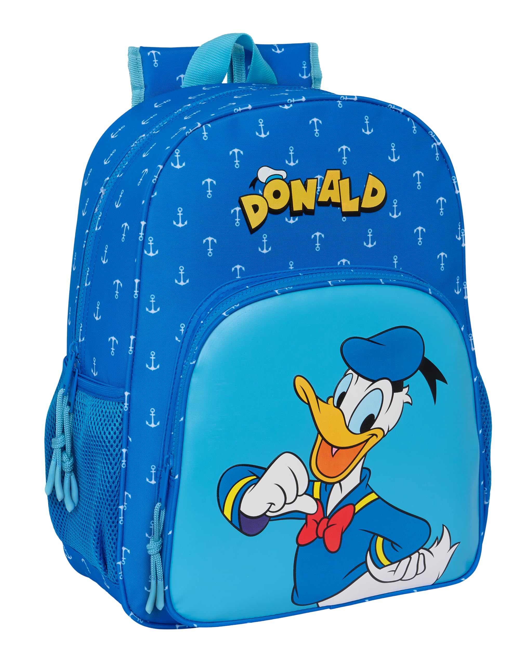 Safta DONALD INFANTIL - Mochila Escolar Niño, Mochila Niño, Mochila Infantil, Adaptable a Carro, Ideal para Niños en Edad Escolar, Cómoda y Versátil, Calidad y Resistencia, 33x14x42 cm, Color Azul