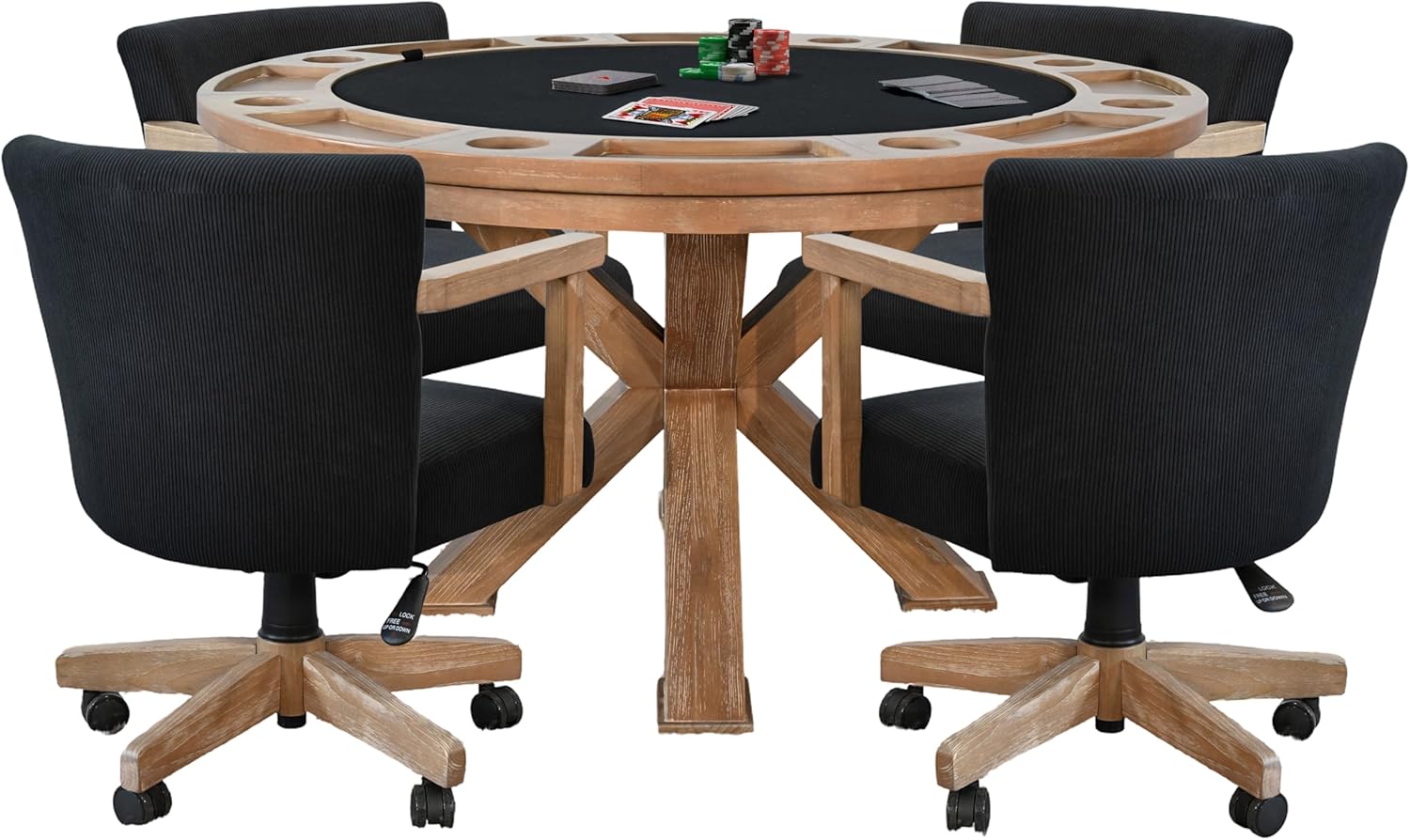 Empire USA Chic Poker Game & Dining Table Set w/ 4-6 Game Chairs (Oak Grove Finish 4 Game Chairs)