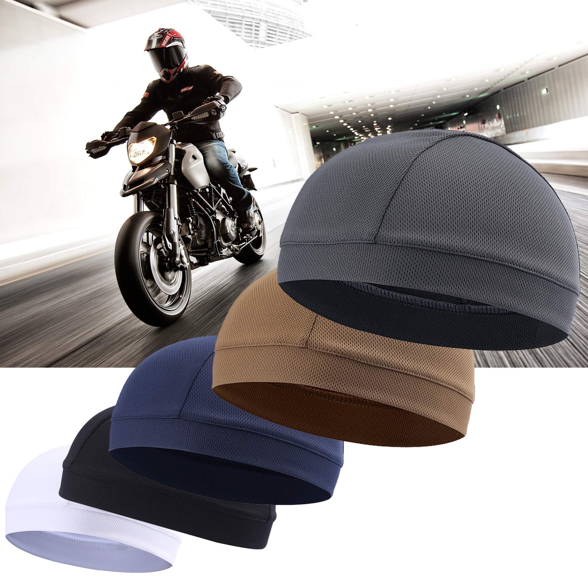 Cooling Helmet Liner & Sweat Wicking Beanie Skull Cap – For Bike, Cycling, Sports, Hard Hat (Unisex One Size)