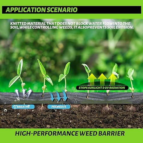 Miniatura 3 de Tela de barrera de malezas resistente de 6 x 100 pies, tela geotextil duradera de 3.2 onzas, alfombrilla de cubierta de suelo para jardinería,