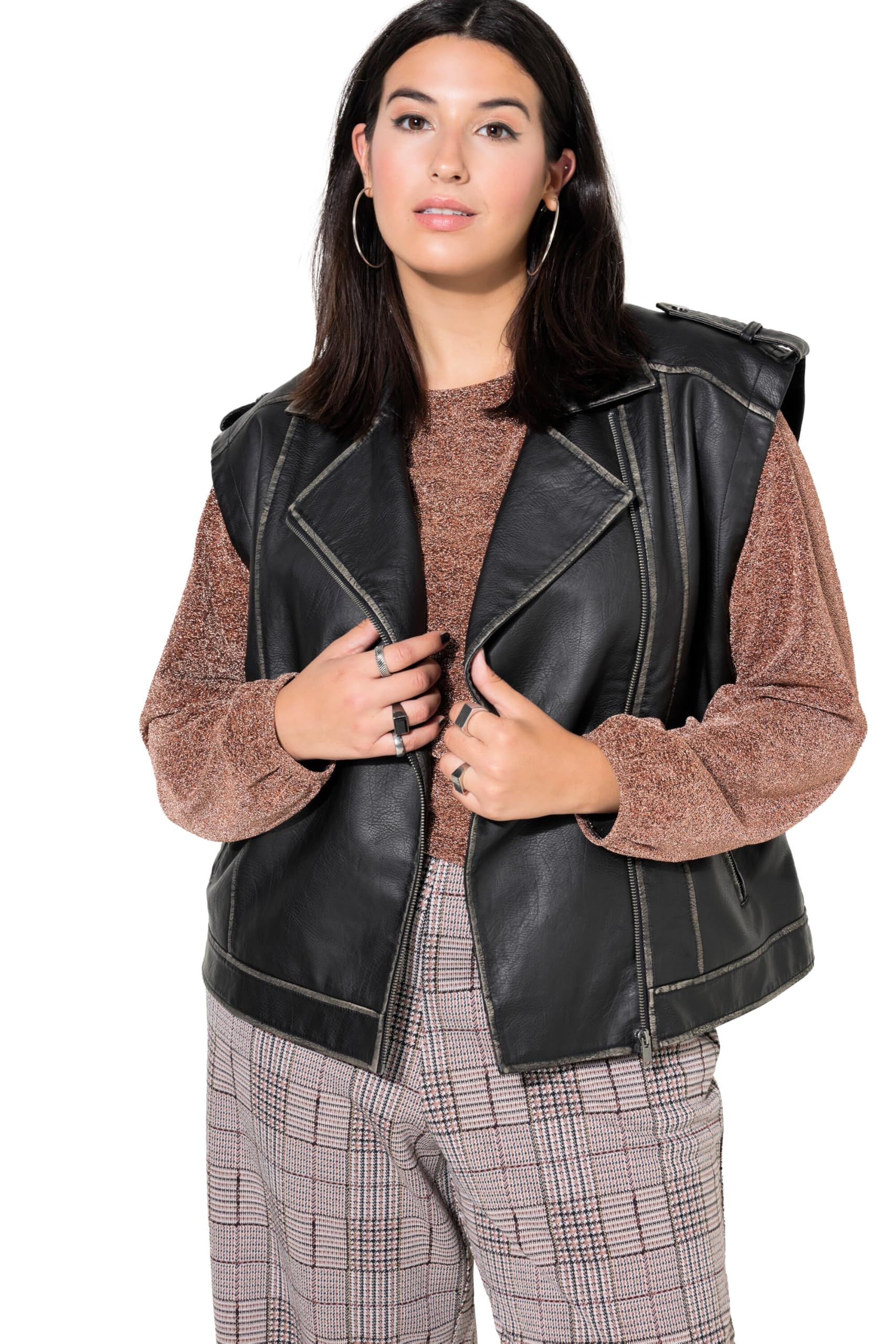 Studio Untold Damen große Größen Übergrößen Plus Size Weste, oversized, Bikerform, Lederoptik, Used-Look 834113