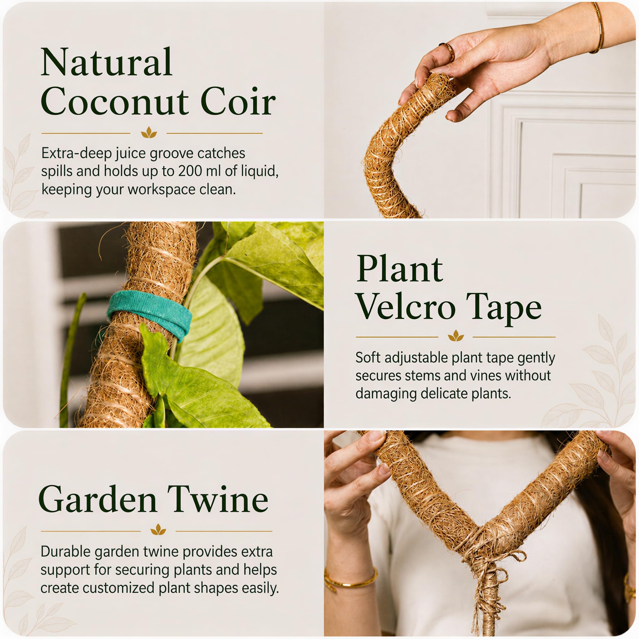 2 Stück 76,2 cm Moosstange für Pflanzen Monstera, hohe Moosstangen für Kletterpflanzen, Monstera, handgefertigte Kokosfaser-Pflanzenstange, Monstera-Pflanzenstütze für Pflanzenwachstum