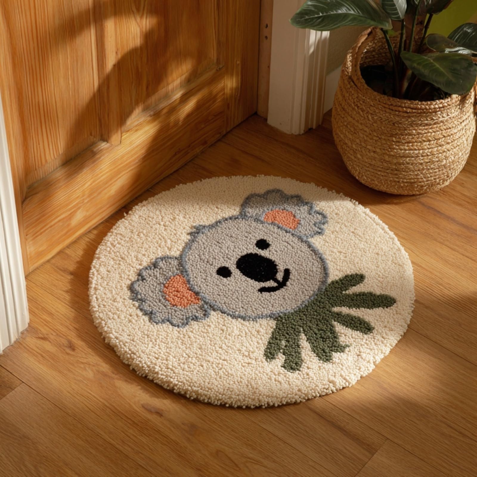 WallustrioaW DIY Tapestry Carpet Rug Making for Adults,Cute Koalas,Crochet Kit for Beginners,Carpet Making Set with Printed Canvas,Gift,50x50cm