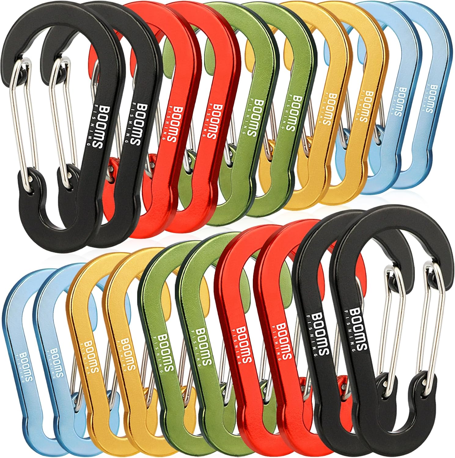 Booms Fishing 20Pack Carabiner Clips: Multi-use 2in Small Carabiner Clip - Mini Keychain Caribeaner Clip for Keys, Camping, Hiking, Fishing, Kayaking, Backpack