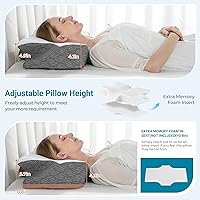 Vista 4 de Elviros Almohada cervical para dormir, almohada de espuma viscoelástica para aliviar el dolor de cuello, almohadas refrescantes para adultos