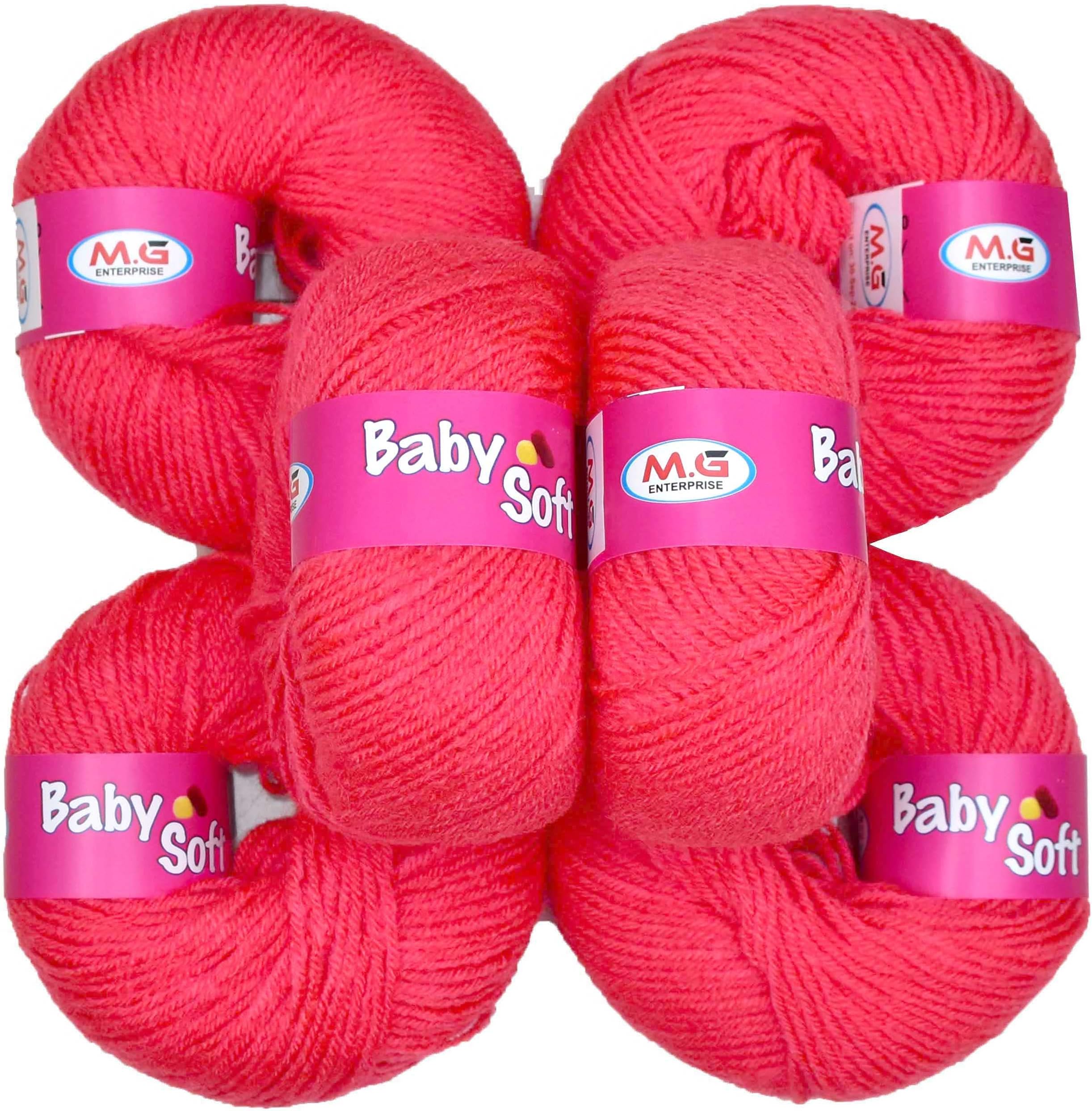 KNIT KING100% Acrylic Wool Deep Gajri (12 pc) Baby Soft 4 ply Wool Ball Hand Knitting Wool/Art Craft Soft Crochet Hook Yarn, Needle Knitting Yarn Thread Dye P K L NN