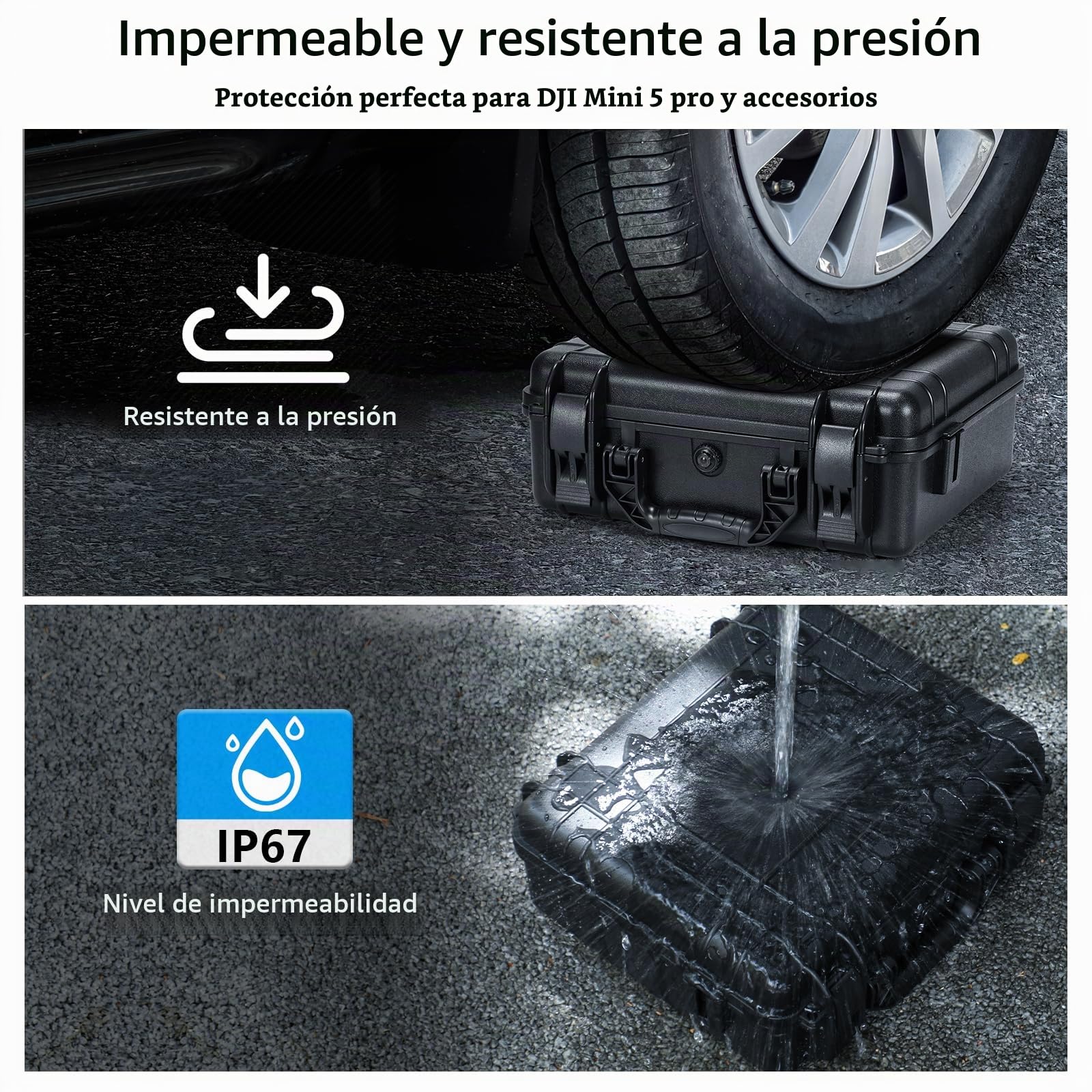 FPVtosky Funda de Doble Capa para dji Mini 5 Pro/Fly More Combo - Bolsa Impermeable para dji Mini 5 RC 2/RC-N3, Batería, Centro de Carga y Otros Accesorios [Solo LA Bolsa]
