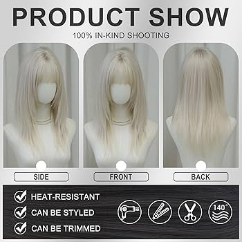 Amazon.com : 7JHH WIGS Long Straight Silver White Synthetic