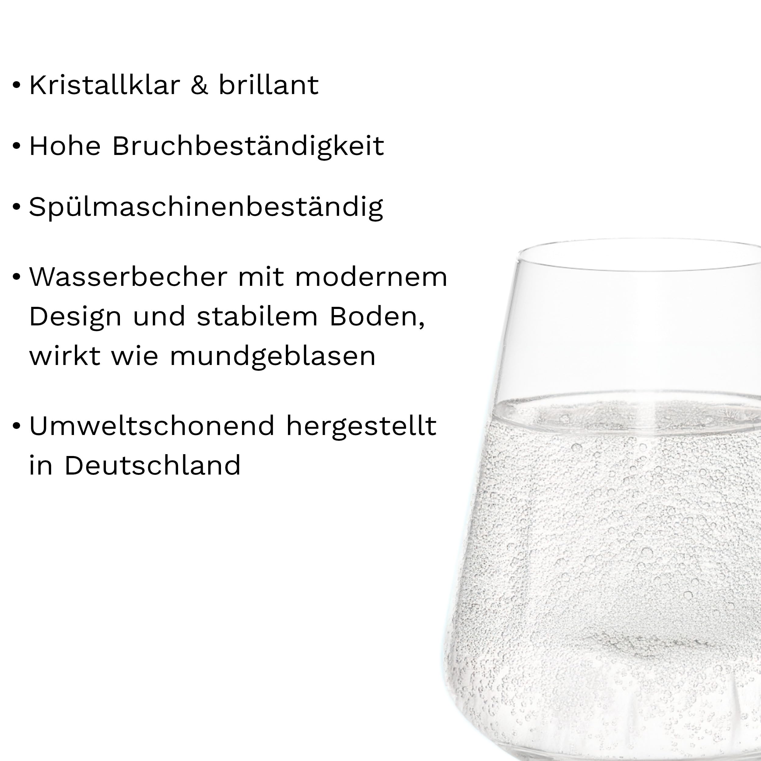 Stölzle Lausitz Q1 Wassergläser Allroundgläser 570 ml, 6er-Set | Handgefertigte, mundgeblasene Wasser- und Trinkgläser für Wasser und Saft, aus Kristallglas, stoßfest & spülmaschinengeeignet