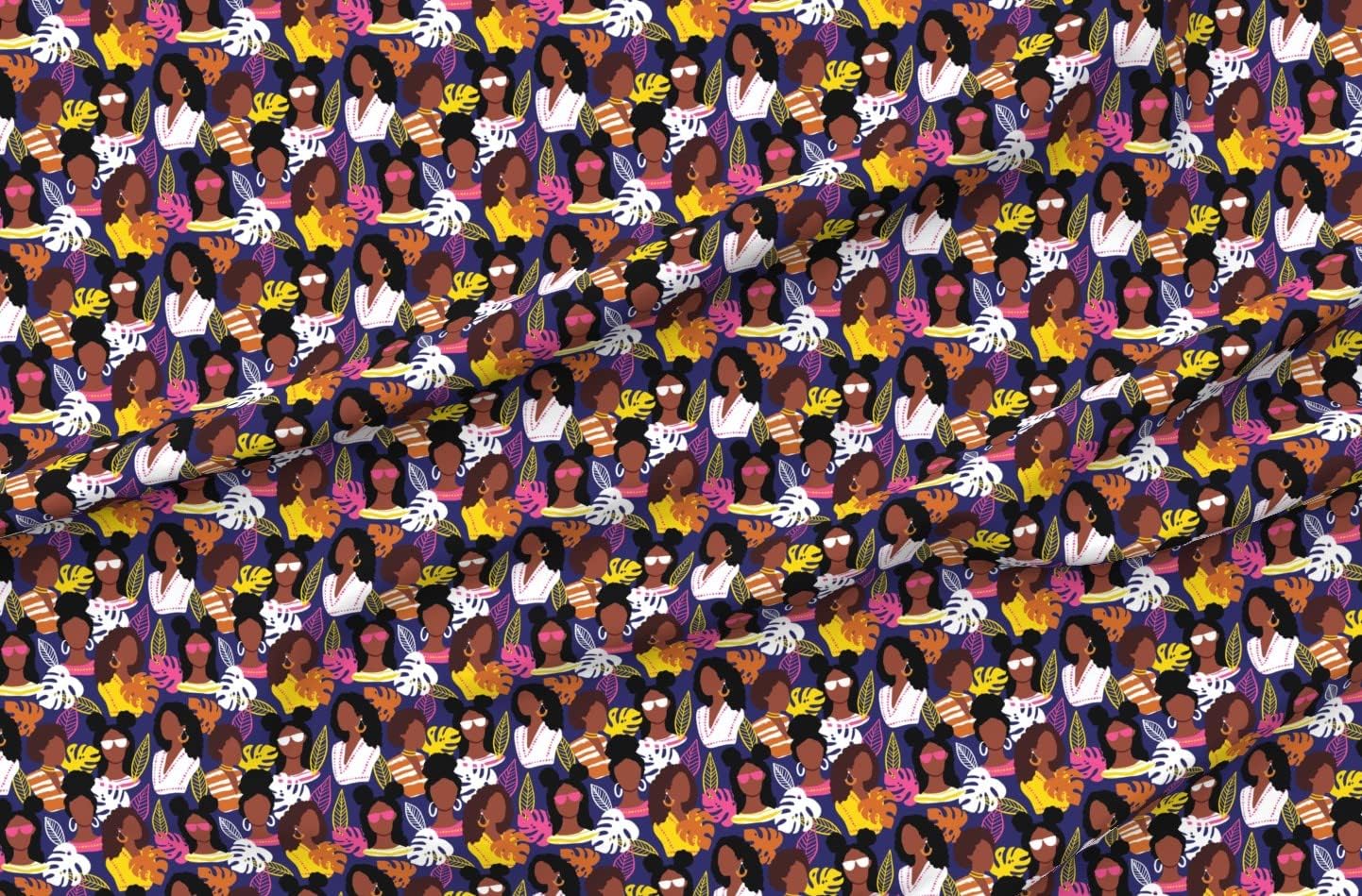 Spoonflower Fabric - African American Black Women Woman Girl Summer Africa Printed on Polartec(R) Fleece Fabric by The Yard - Sewing Blankets Loungewear and No-Sew Projects