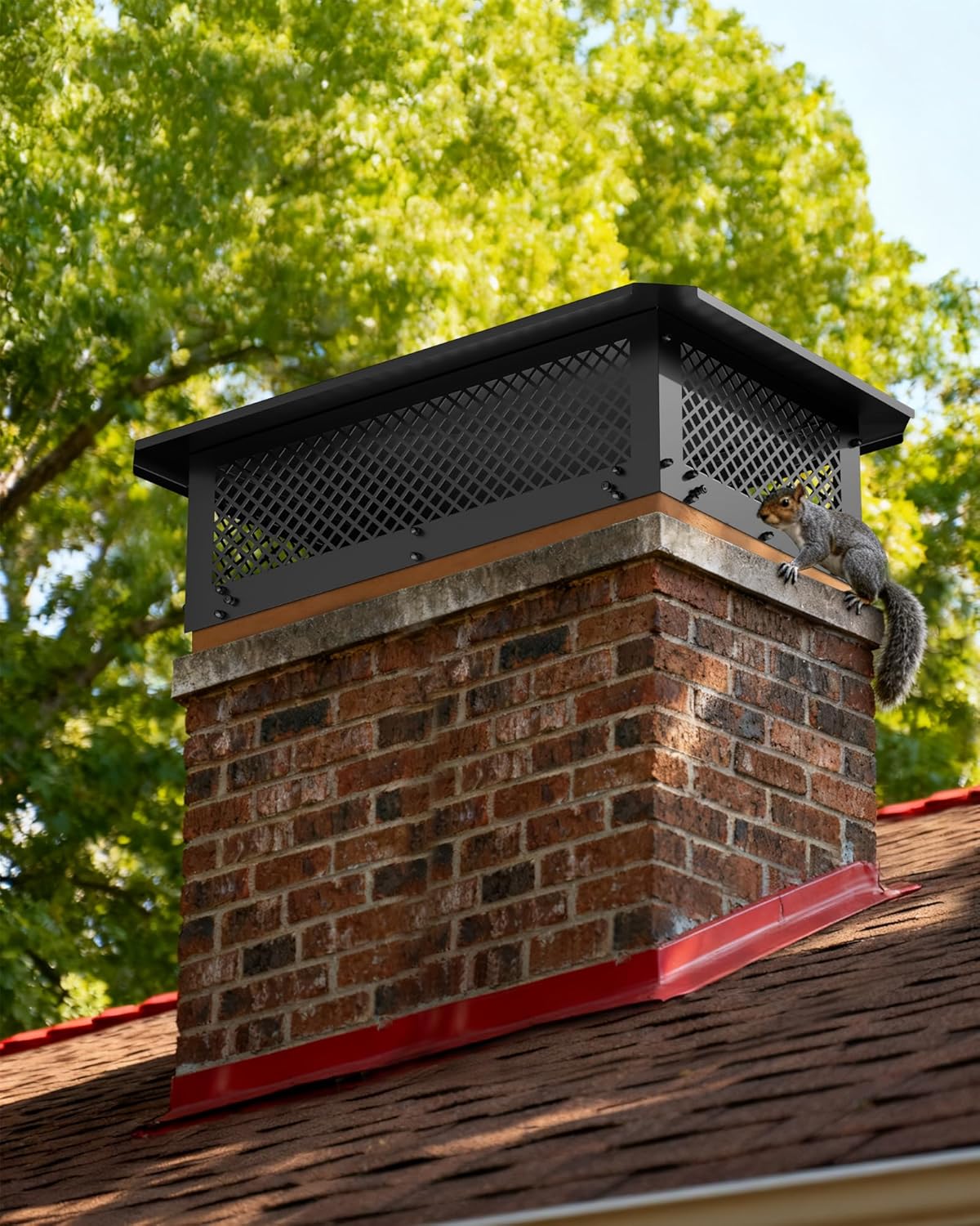 Chimney Cap 17x29 Rectangular Cover: All Weather Easy Assembly Fireplace Chimney Caps for Outside Black Galvanized Steel - Multi Mount Adjustable Rain Caps for Existing Flue Tile & Outdoor Fireplace