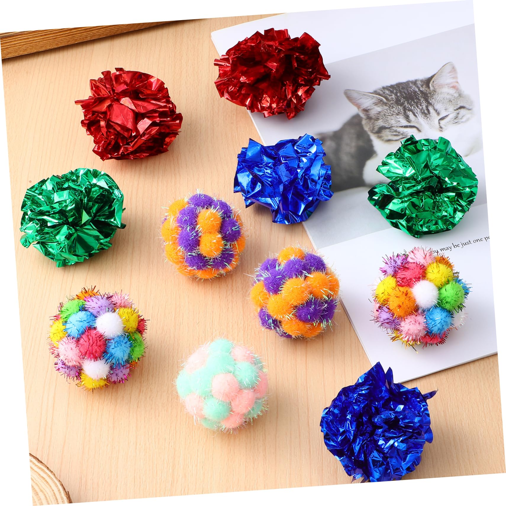 Happyyami 50piezas Juguetes Interactivos para Gatos Incluye De Peluche y Bolas Crinkle Juguetes para Mascotas Que Fomentan El Ejercicio Entretenimiento