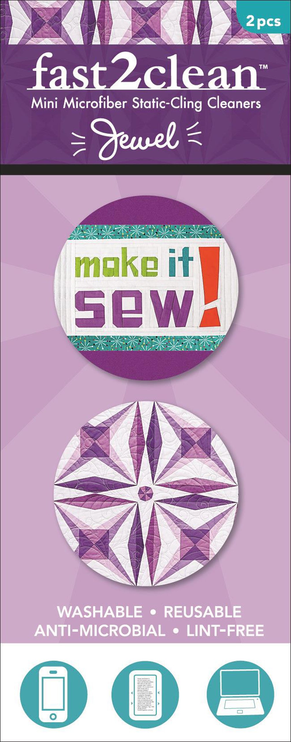 Fast2Clean 2-Piece Jewel Mini Microfiber Static-Cling Cleaners