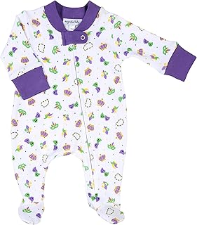 Magnolia Baby Unisex Bebé Mardi Gras Impreso Con Cremallera Footie Púrpura