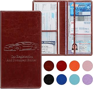Dark Brown Leather-Look Car Document Organizer with Magnetic Closure (Premium Style)