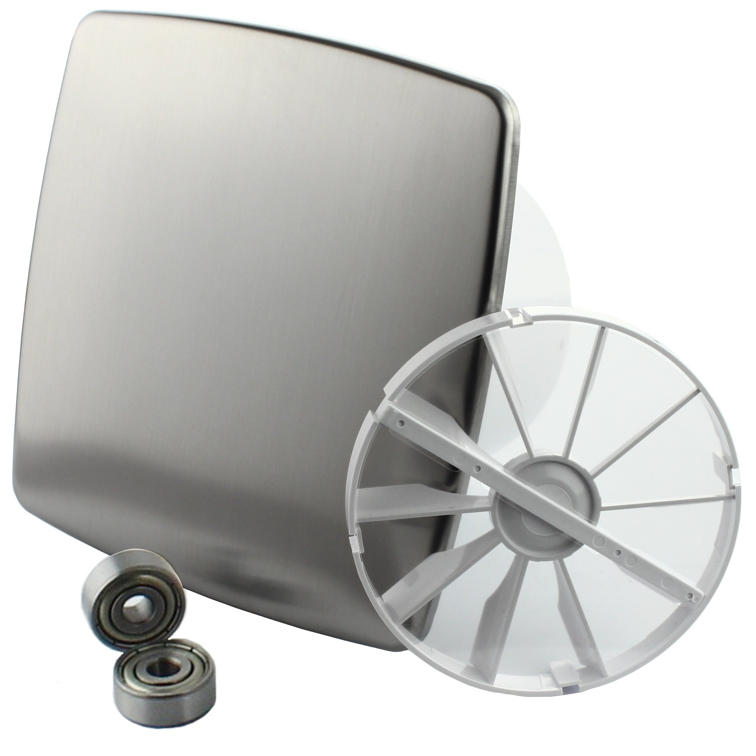 MKK - 18178-005 - nowoczesny design wentylator do pomieszczeń mieszkalnych wentylator łazienkowy łożysko kulkowe klapa zwrotna turbo sterowana prędkością obrotową programowalny Ø 100 mm stal nierdzewna