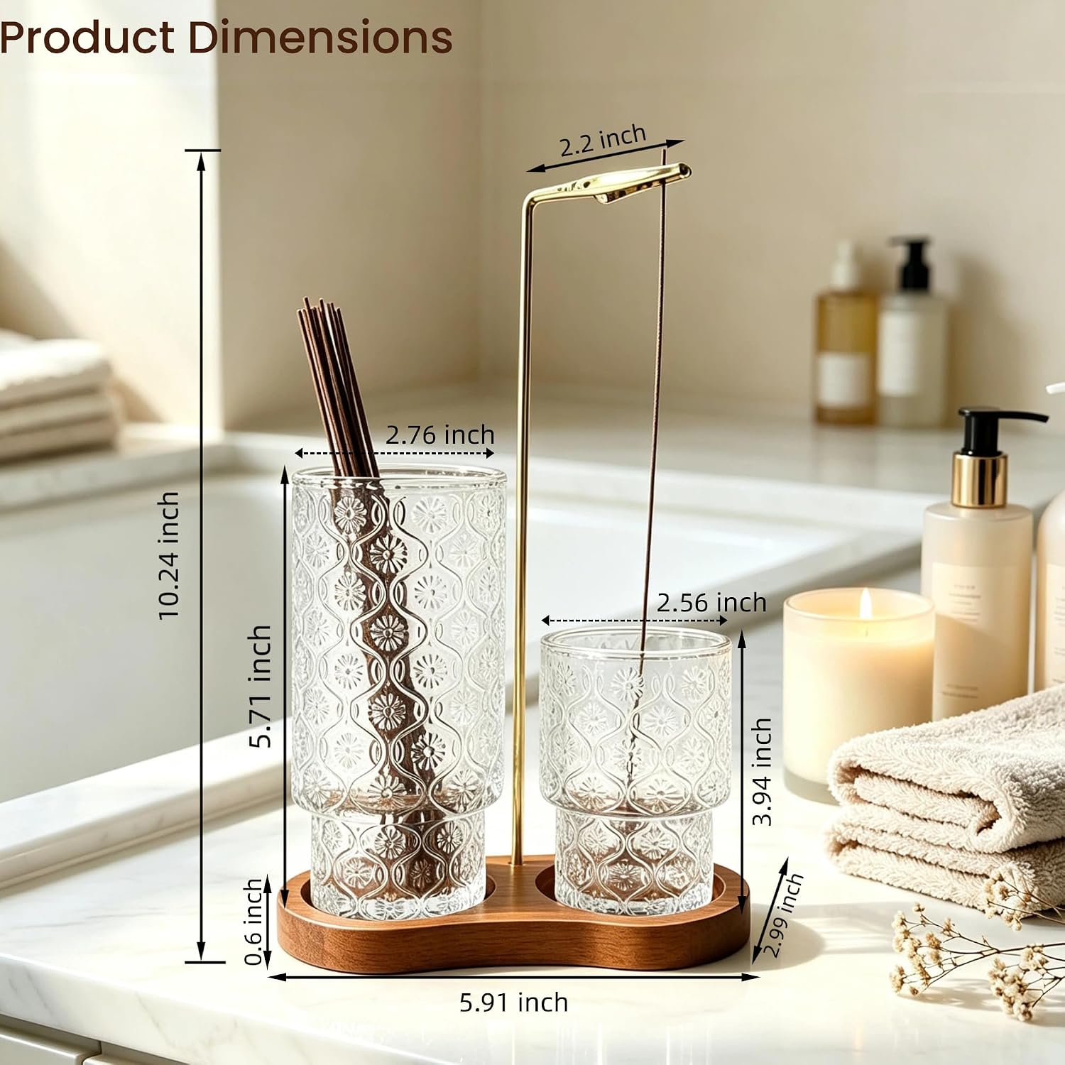 2 in 1 Incense Holder for Sticks, Vintage Glass Ash Catcher for Meditation
