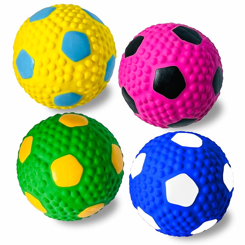 Brinquedos com Apito para Cães em Bolas de Borracha Natural HOLYSTEED 6,6 cm Pacote com 4