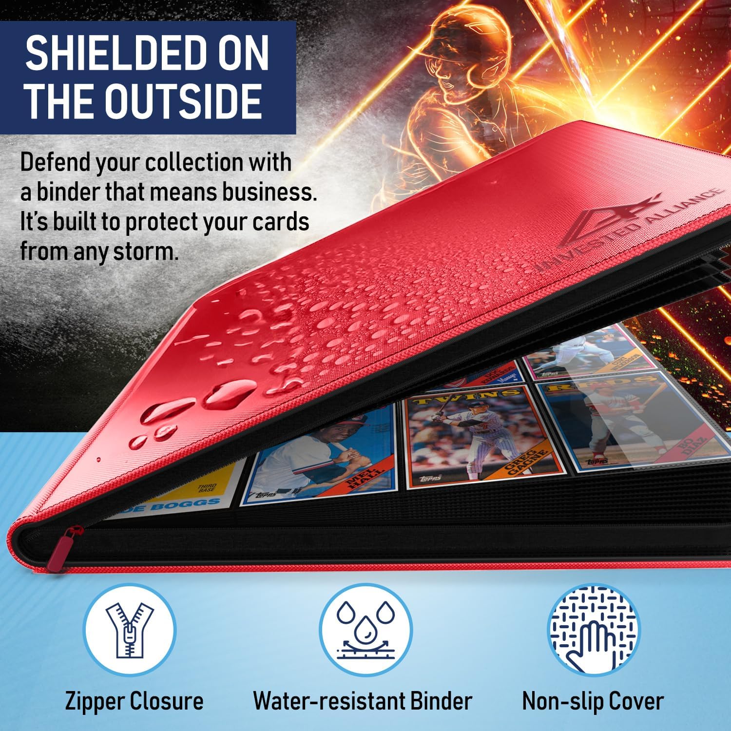 Premium TCG Card Binder For 480 Side Loading Pockets | Sports Trading Card Binder 12 Pocket Zipper, Collectible Trading, Magic, MTG, Baseball, Football Ringless Storage Organizer Album.
