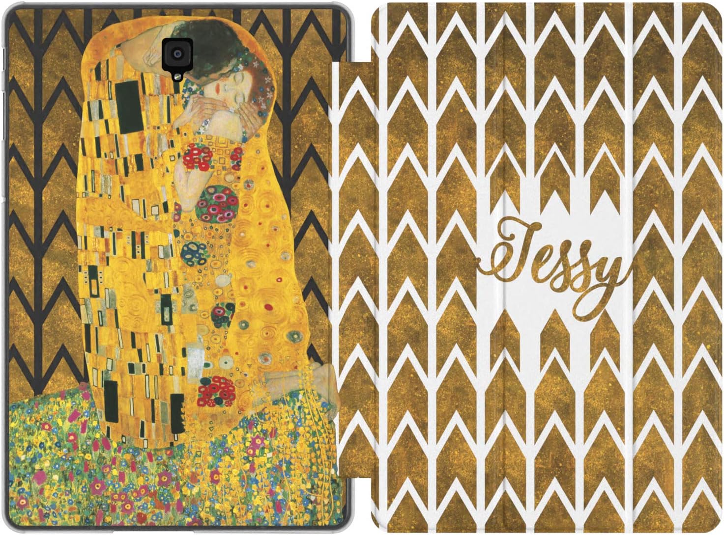 Mertak Case Compatible with Samsung Galaxy Tab S10 Ultra S9+ FE S8 Plus S7 S6 lite S5e S4 S3 A9 A8 A7 A 10.1 8.0 Custom Name The Kiss Painting Art Personalized Monogram Gustav Klimt Aesthetic Cover