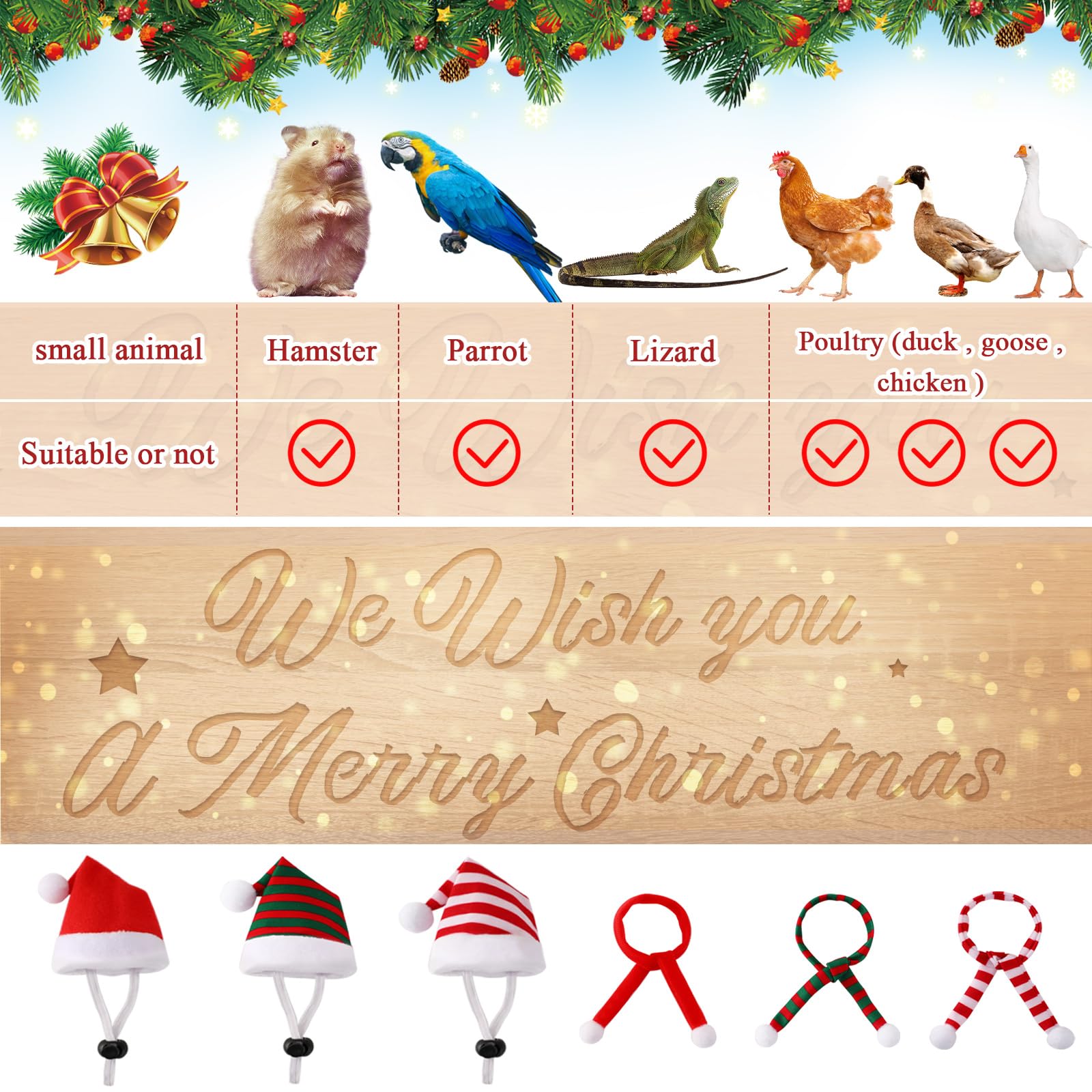 Buy Mini Santa Hats, 12 Pcs JUNEBRUSHS Christmas Pet Chicken Hat Scarf Set Red Green Small Animal Hat With Adjustable For Poultry Hen Rooster Hamster Duck Lizard Guinea Pigs(Stripe Style) Online At