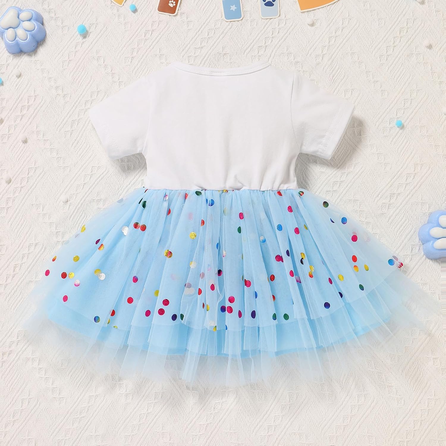 Baby Girls Birthday Party Dress Dog Ear Hair Clip Decoration Tutu Dress Cake Crush Photography