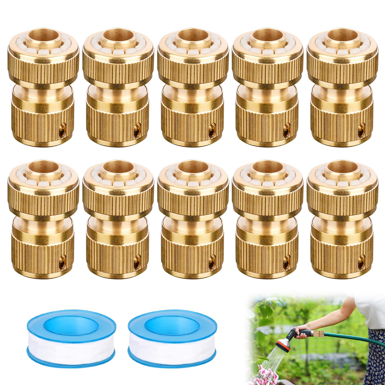 Connecteur rapide de tuyau en laiton durable 1/2" pour robinet de jardinage robuste