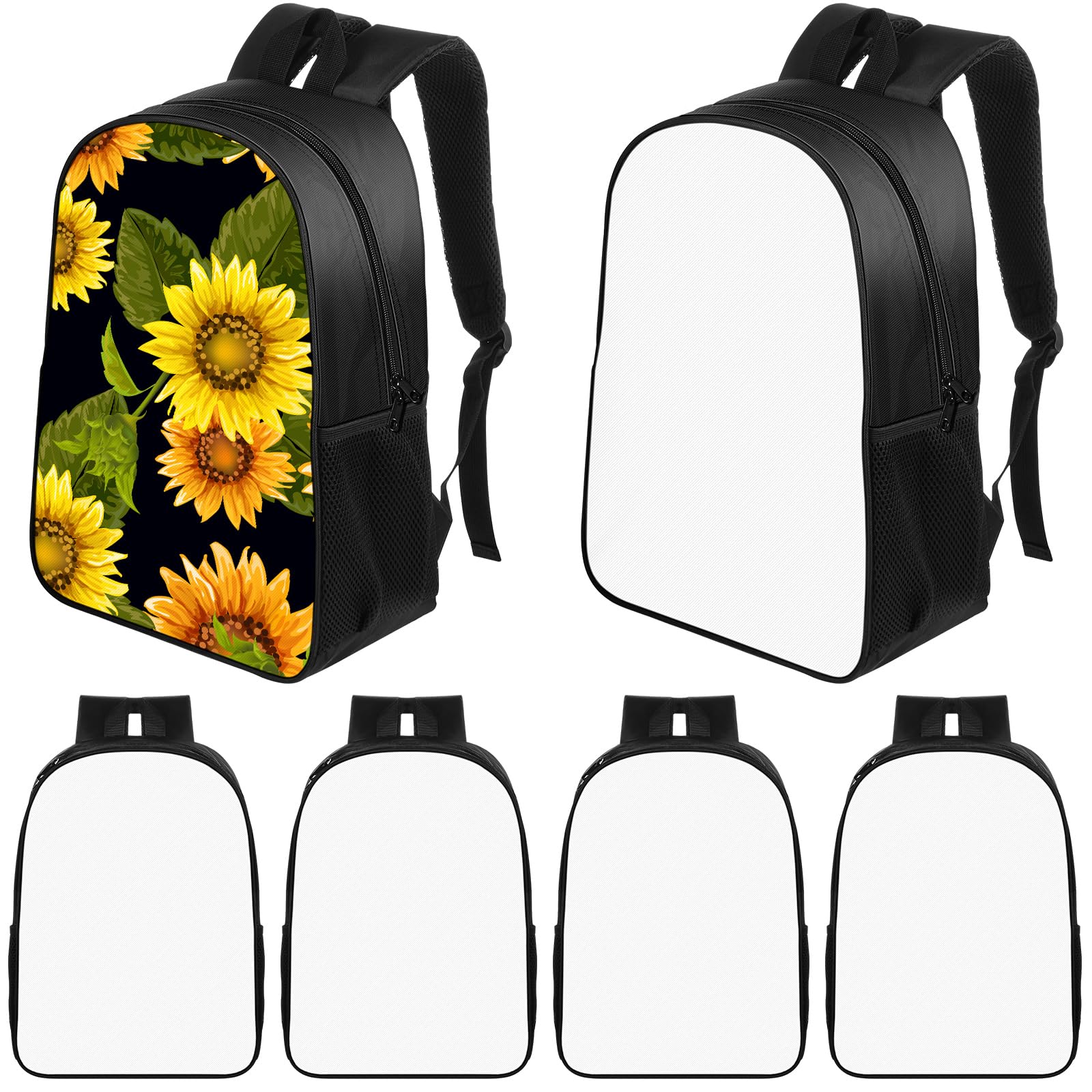 Abbylike 5 Pcs Sublimation Blank Backpack Large Capacity School Backpack Laptop Sublimation Blanks DIY Bookbag School Rucksack Shoulder Book Bags for Elementary or Middle School Boys Girls Kids