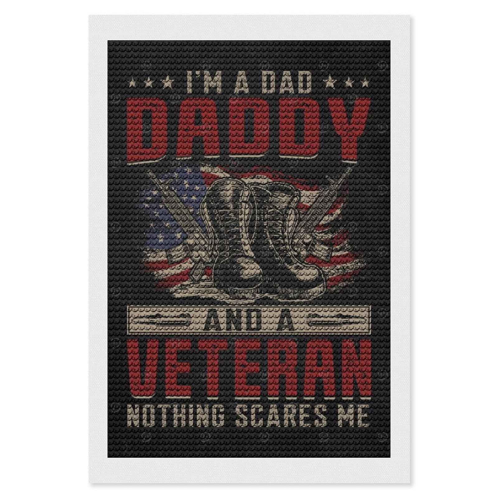 Junmoney Veteran Military Quote DIY Diamond Art Canvas Kit 8"x12", Farmhouse Decor, Vintage Style Decor, Handmade Wall Decor, Canvas Picture