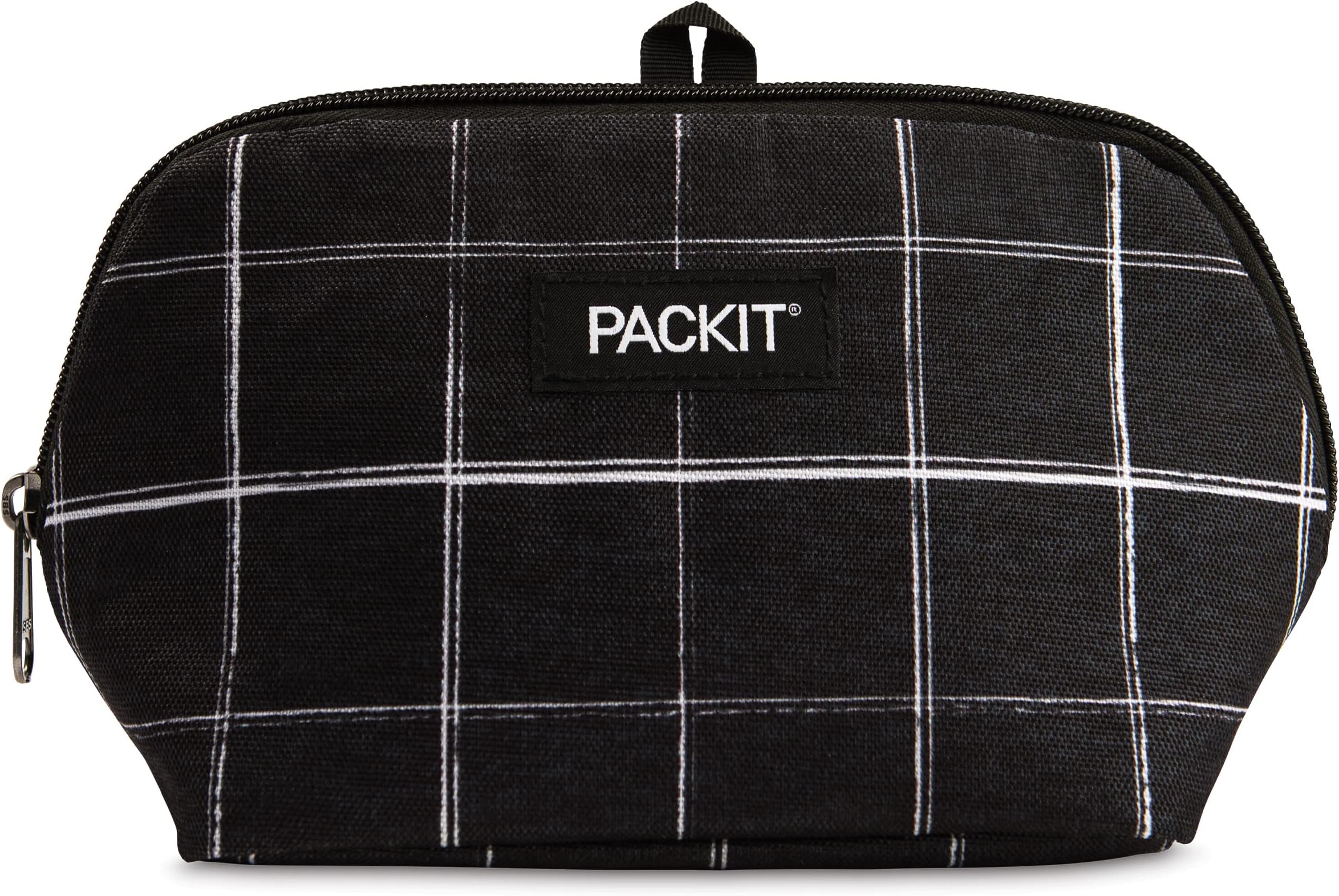 Freezable Snack Bag, Black Grid, Built with EcoFreeze® Technology, Foldable, Reusable, Zip Closure Locks in Cool Dry Air, Great for all Ages, and Fresh Snacks On the Go