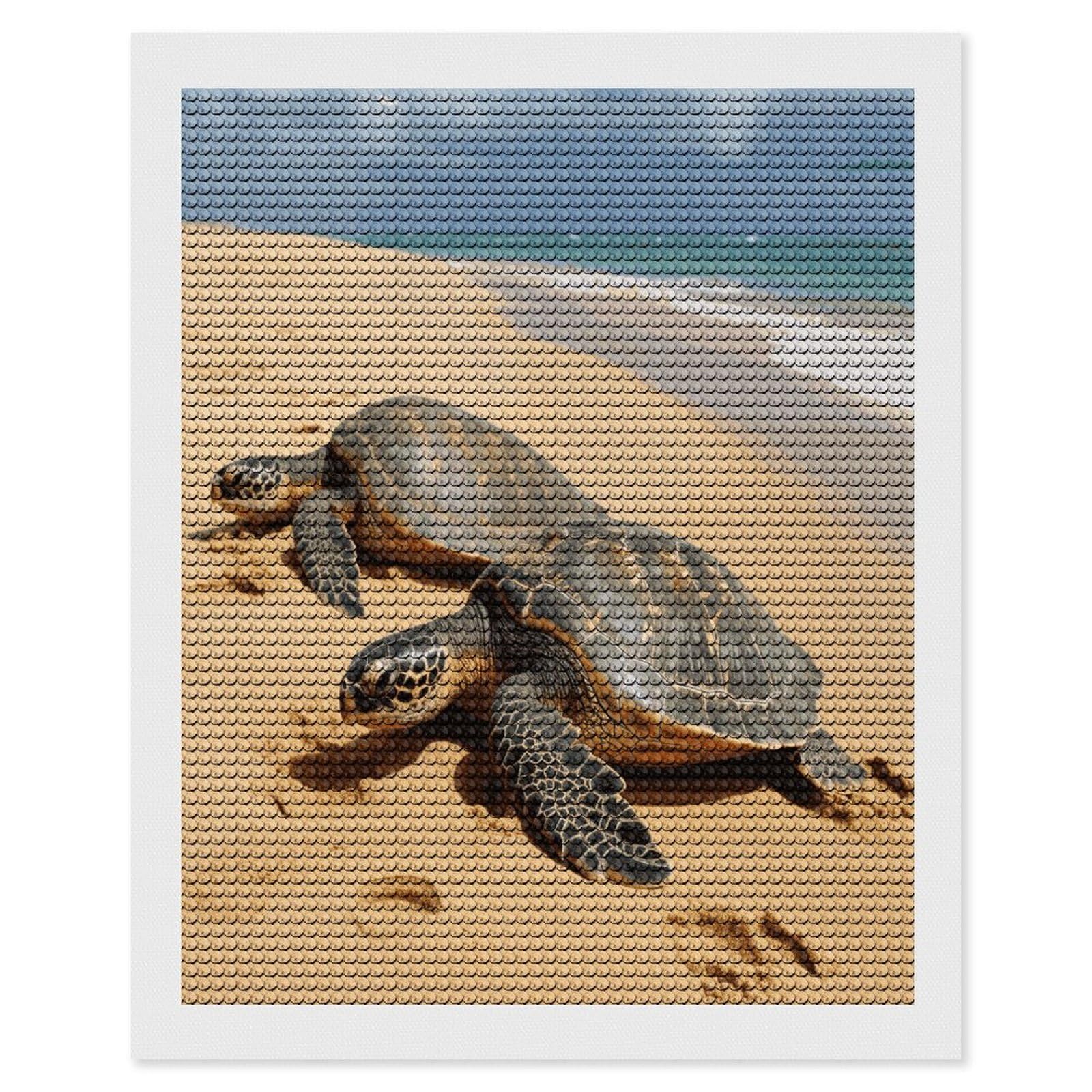 FekiLoot Turtles on The Beach Diamond Art Kits for Adults Diamond Painting Kits for Beginners DIY Diamond Art Kits Round Full Drill Diamond Dot Gem Painting for Home Wall Decor Gift 16"x20"