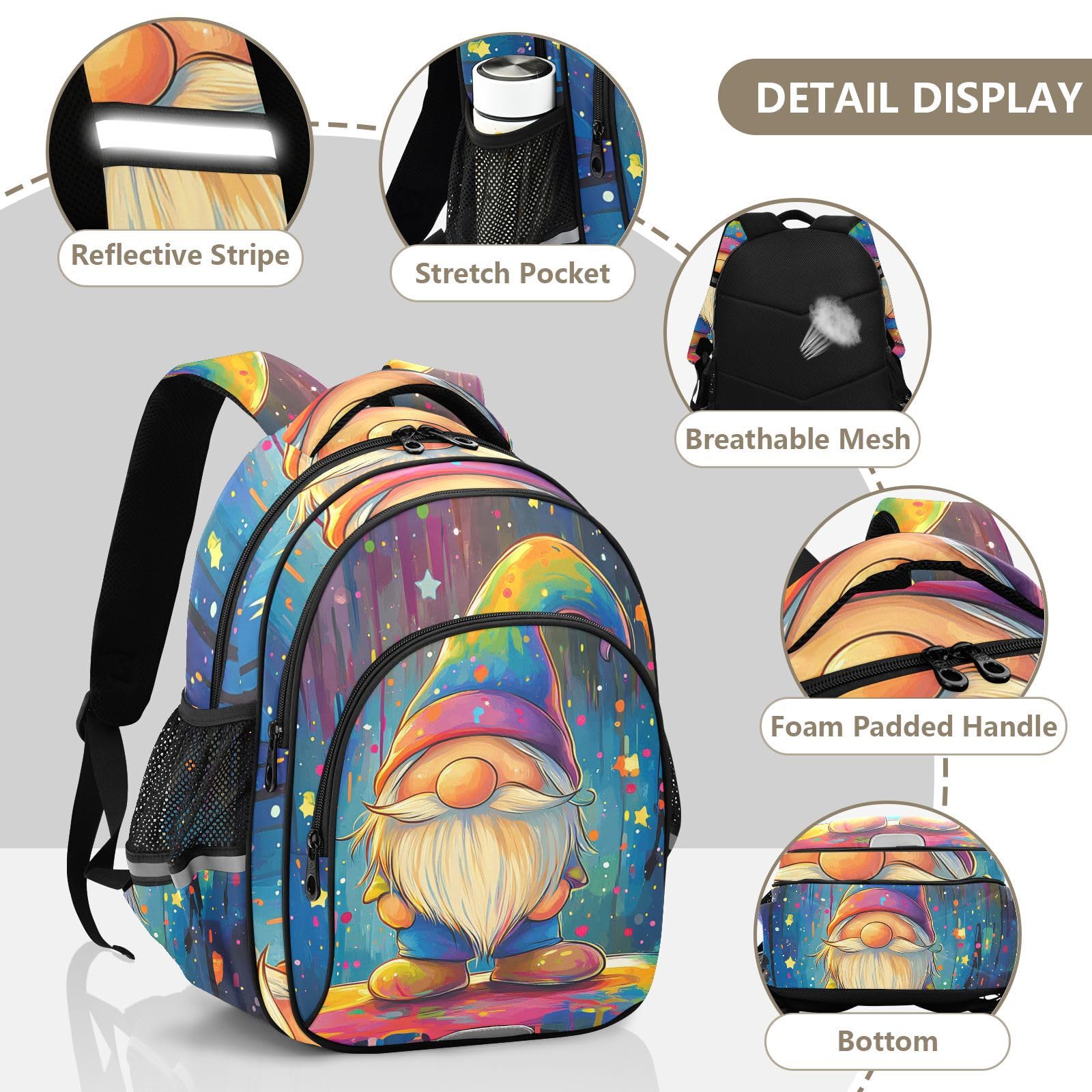 KLL Czysty design plecak dla nastolatek torba przedszkolna nastolatek chłopcy codzienny plecak na ramię sztuka krasnal kolorowa kapiąca sztuka